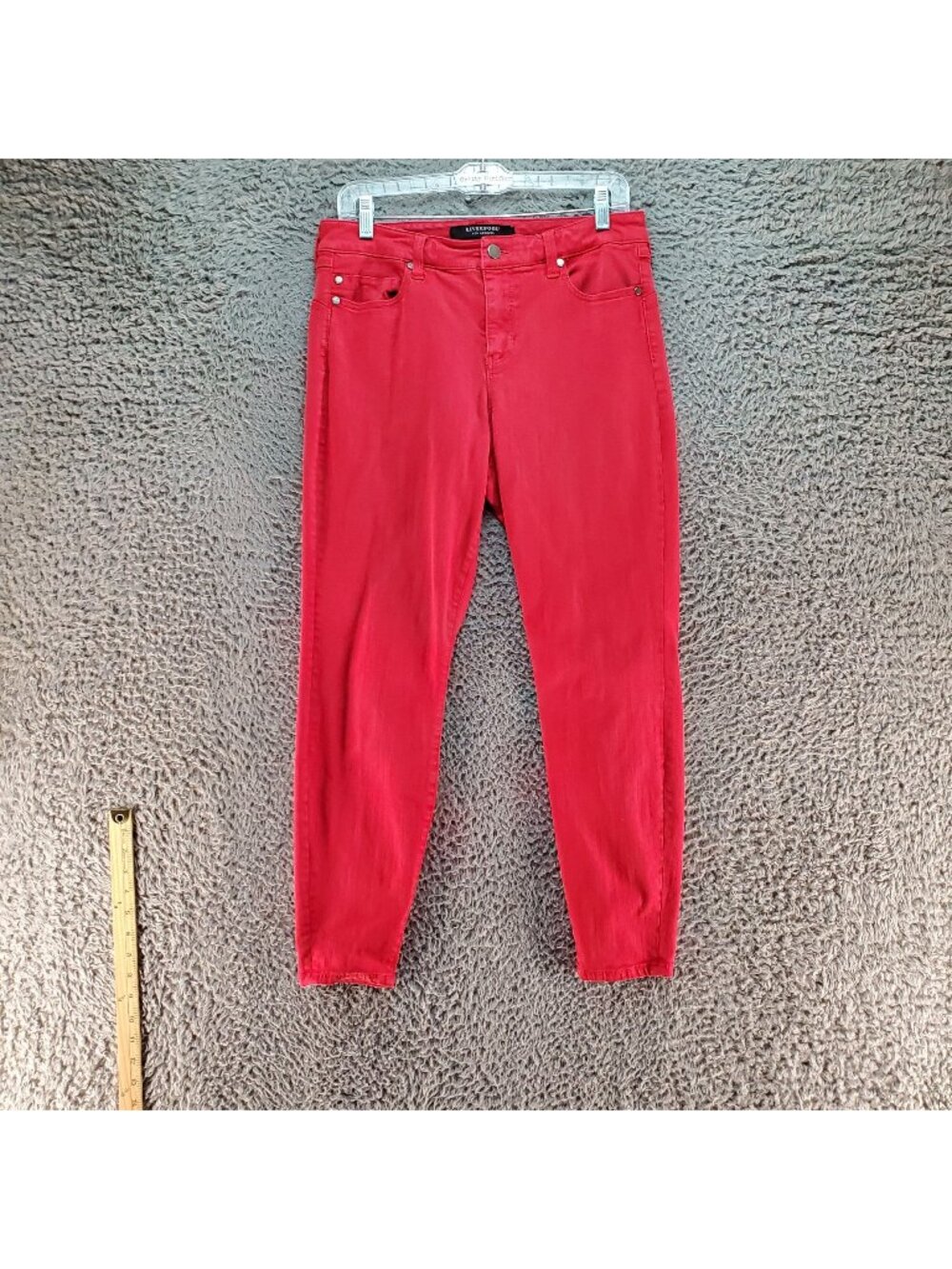 Liverpool Jeans Womens 10/30 Red Hugger Ankle Denim